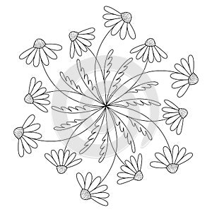 Black and white mandala vector isolated on white.