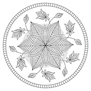 Black and white mandala vector isolated on white.
