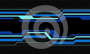 Abstract blue light neon cyber line black on dark grey circle mesh design modern futuristic technology background vector