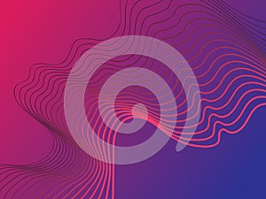 Vector red background with waves