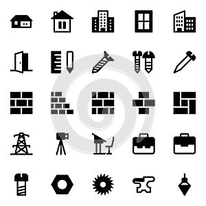 Glyph icons for construction tools. photo