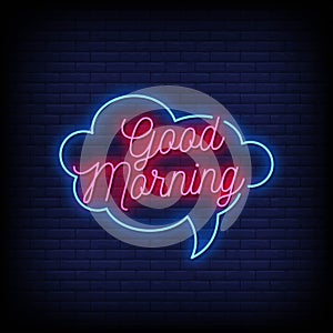 Good Morning Neon Signs Style Text Vector