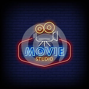 Movie Studio Neon Signs Style Text Vector