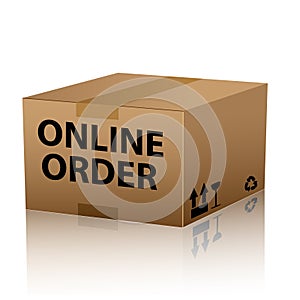 Online order from internet web shop package in cardboard box
