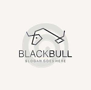 Simple Minimalist Bull toro Logo line outline monoline linear Design Vector photo