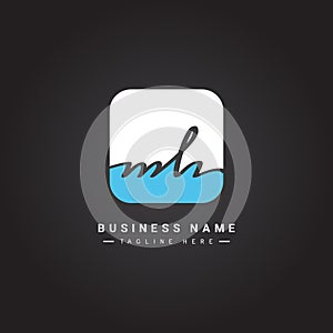 Initial Letter MH Logo - Simple Business Logo in Signature Style