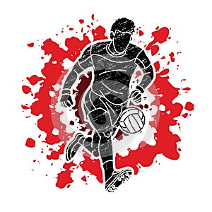 Gaelic Football Male Player Action Cartoon Sport Graphic Vector photo