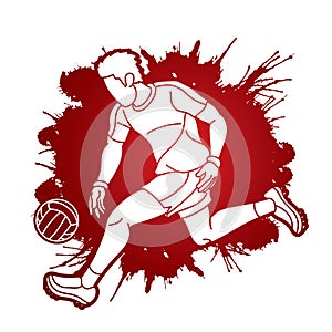Gaelic Football Male Player Action Cartoon Sport Graphic Vector photo