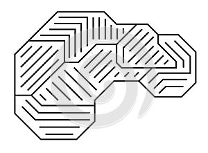 Brain tech logo design, thin line icon. Memory symbol. Vector