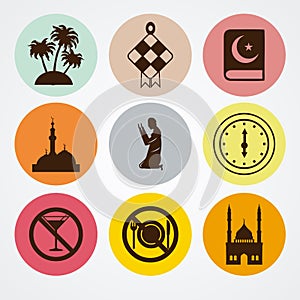 Ramadan icons set, set of Ramadan icons flat.