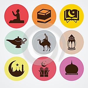 Set of ramadan icons, ramadan flat icons