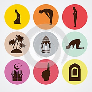 Set of flat ramadan icons