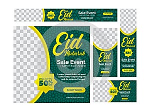 Social media banners set for Eid Mubarak. Social media ads.