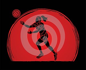 Gaelic Football Female Player Action Cartoon Graphic Vector photo
