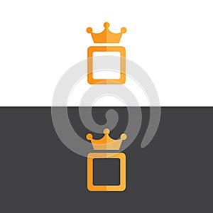 Elegant crown logo in gold frame vector image