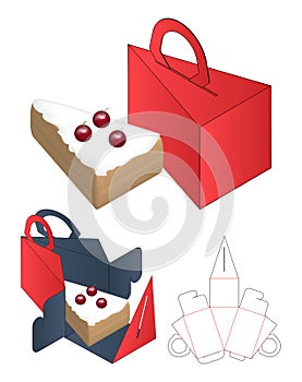 Cake Box packaging die cut template design. 3d mock-up