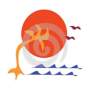 T-shirt design with beach theme