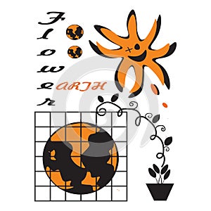 Summer t-shirt with happy sunflower