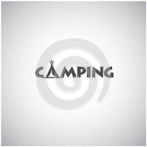 Camping Hut Adventure Logo Design Template. Vector Illustration
