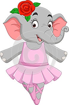 Cartoon funny elephant ballerina in a tutu