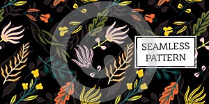 Seamless pattern leaves trendy style