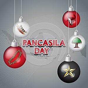 Pancasila day with pancasila symbols handdrawn illustration photo