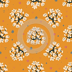 Vector Allium roseum flower illustration motif seamless repeat pattern pastel light blue background