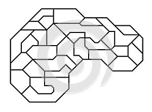 Brain, thin line icon. Memory symbol. Tech logo design. Vector Illustration.