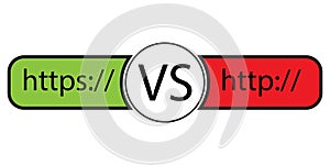 Https vs http symbol on white