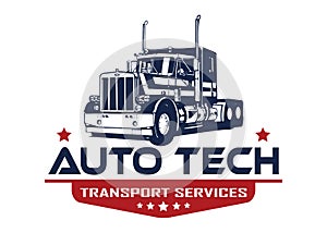 Automotive service logo template. truck logo concept