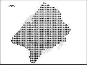 Dotted map of Capital City Kabul from Afghanistan