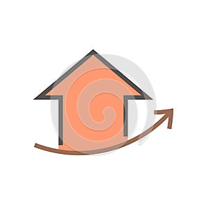 House price or value increase vector icon. 64x64 px.