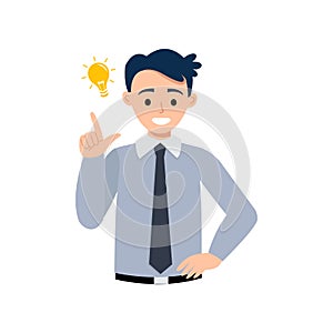 Young business man showing gesture of a good idea.