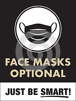 Face Masks Optional Sign | Facemasks Not Required Vertical Design for Retail Business, Restaurants, Offices, Hotels and More photo