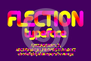 Flection alphabet font. Colorful blend letters, numbers and symbols.