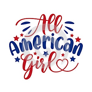All american girl- Happy Independence Day, design illustration