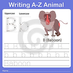 Illustrator of writing a - z animal b baboon