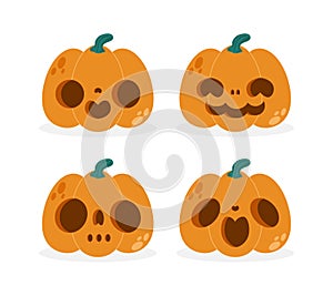 Set of pumpkin, symbol of the Happy Halloween holiday. Orange pumpkin with smile for your design for trick or Treating flat style