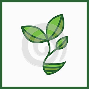 Planting seed sprout in ground. Symbol grow sapling. Green fresh plant sprout with roots vector illustration.