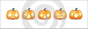 Set of pumpkin, symbol of the Happy Halloween holiday. Orange pumpkin with smile for your design for trick or Treating isolated