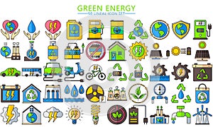 Power plant green Energy lineal multi color icon set photo