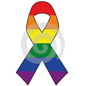 Ribbon with the colors of the LGBT pride flag, colors of the rainbow. Lesbian, gay, bisexual and transgender LGBT organization.