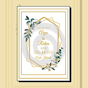 Elegant hand drawing wedding invitation floral design