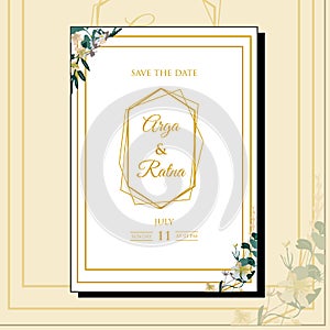 Elegant hand drawing wedding invitation floral design