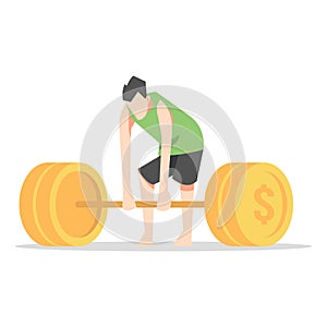 man lifting weights. concept of hard work illustration. suitable for work theme etc. flat vector style