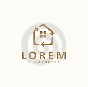 House home recycle logo icon Design Vector Illustration Template emblem. Real Estate Recovery Inspiration