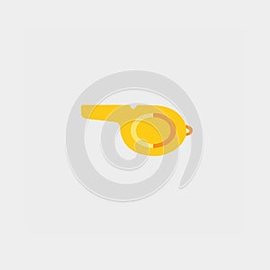 Gold whistle on a white background. Vector illustration.