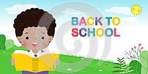 Back to school banner Template, kids reading book education concept for advertising brochure, your text,Kids and frame