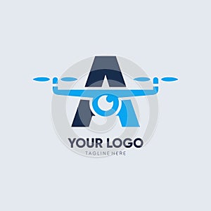 Letter A Drone Logo Design Vector Icon Graphic