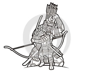 Samurai Warrior with Weapons Group of Ronin Japanese Fighter Cartoon Graphic Vector